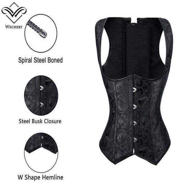 Women Brocade Winist Cincher Corsé Corsé Corsé Gótico Ringumento Corsales de acero Ropa Steampunk de acero