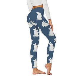 Dames Konijn Konijnen Print Spring strakke broek Leggings Hoge taille Pasen Running Sportpakketten Butt Lift Yoga Legging Pants