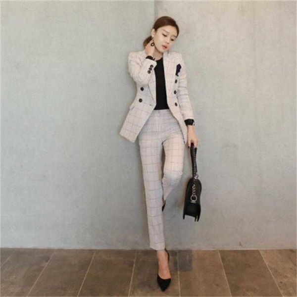 Femmes d'affaires costumes mode femmes pantalons costume slim costume vestes avec pantalons bureau dames formel OL pantalon vêtements de travail ensembles 210927