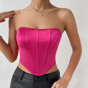 Vrouwen Bustier Satin Corset Top Lace Off Schouder Vintage Band Tops Women A Line Top -jurken voor vrouwen Bodysuit Top Vrouwen rekbare vaste strapless