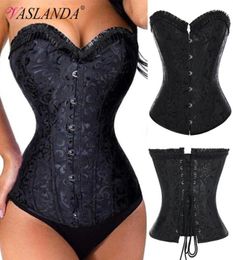 Femmes Bustiers Corsets Jacquard Traine Corset Corset Lace Up Areed Overbust Bustier Top Retro Gothic Steampunk Corselet263440064