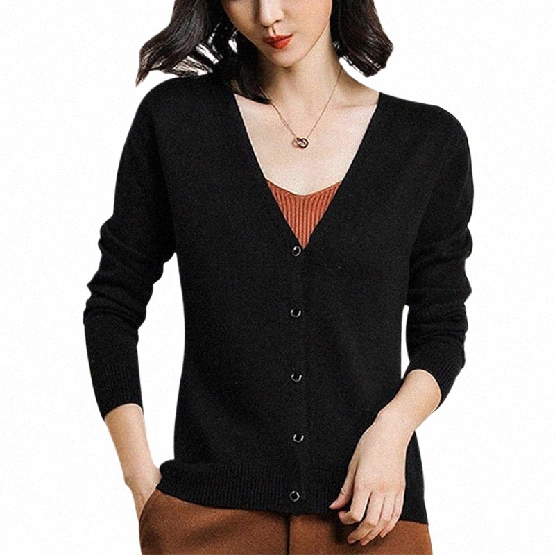 Femmes Butt Knit Cardigan court Lg manches Casual chaud pull ample couleur unie f6pO #