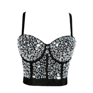 Femmes Camis strass Bustier Crop Tanks Top Club Party Glitter Corset Top Bra Vest