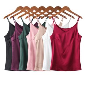 Femmes Camis soie haut à licou femmes Camisole 2020 été Style Sexy sans manches gilet mince blanc basique rose haut court grande taille 4XL