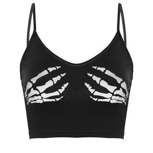 Dames Camis Spaghetti Strap Skeleton Skull Hand Print Sexy Cami Crop Top Camouflage Tanks Tops