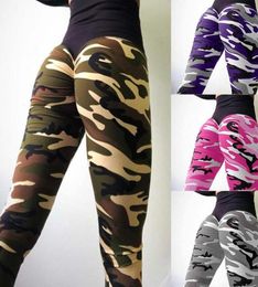 Femmes Camouflage Fitness Pantalon Yoga High Taist Scrunch Butt Collons leggings Control Controut Camouflage Purple Army Green G9310544