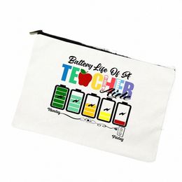 femmes toile cosmétiques cas sac maquillage pochette café donnez-moi professeur puissance rouge à lèvres organisateur retour aux meilleurs cadeaux de l'enseignant de l'école 18rE #