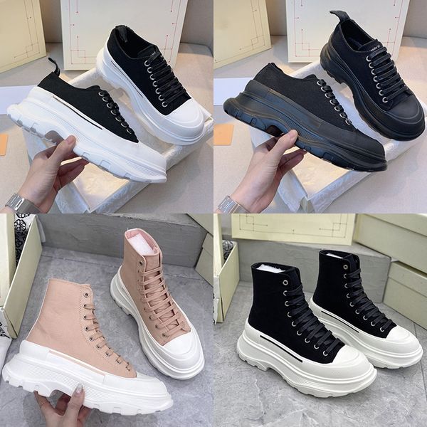 Zapatos de lona para mujer, zapatos de plataforma, zapatillas bajas y altas, alpargatas, zapatillas de deporte de moda, zapatillas cómodas negras, fondo grueso para caminar, rojo real, rosa pálido, blanco