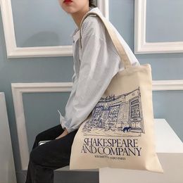 Femmes toile sac à bandoulière Shakespeare imprimer dames sacs à provisions coton tissu tissu sacs à main d'épicerie fourre-tout livres sac pour filles292i