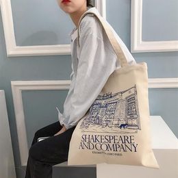Sac à épaule en toile pour femmes shakespeare imprimé dames sacs à provisions de coton tissu tissu sac à main