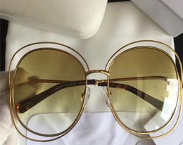 Dames Carlina Square Zonnebril 126s CE126 S goud havana grad gele lens Fashion Zonnebril voor dames nieuw met doos1676759