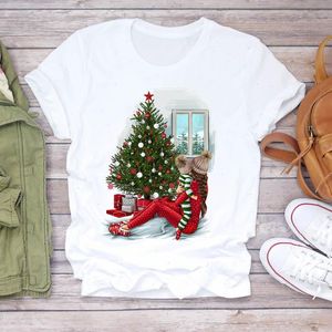 Femmes dessin animé vacances t-shirt maman vie maman arbre 90 s joyeux noël imprimer dame T-shirts haut t-shirt dames graphique femme