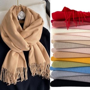 Vrouwen kasjmier sjaal vaste dikke warme casual winter sjaals voor dames hijabs pashmina sjaals wraps kwastje vrouwelijk echarpe 240417