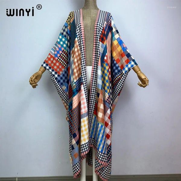 Mujeres casuales africanos kaftan túnica graffiti estampado de manga larga cubierta de la playa maxi vestido de verano kimono ropa