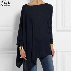 Dames casual boothals trui met lange mouwen en asymmetrische zoom, losse effen heuplengte, geen blouse