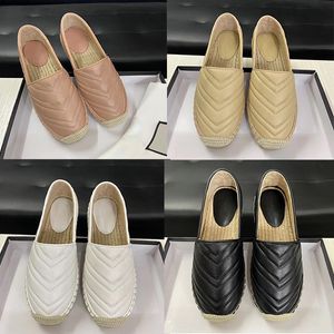 Femmes Casual Toile Chaussures Printemps Espadrilles Marque Haute Qualité En Cuir Mocassins Formateurs Mode Deux Tons Toile Doux Paille Tissage Chaussures NO36