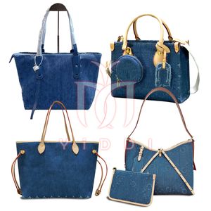 Mujeres Bolsas de mezclilla casual Bolso de bolsas de mezclilla de mezclilla de mezclilla Bolsa de playa Bolsa de fin de semana Bolsa Mommy Bag Moman Moda Bolsos de mezclilla grandes