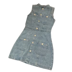 Vrouwen Casual denim jurk vintage stijl mouwloze jurken lente zomer mouwloze jurk designer jurk