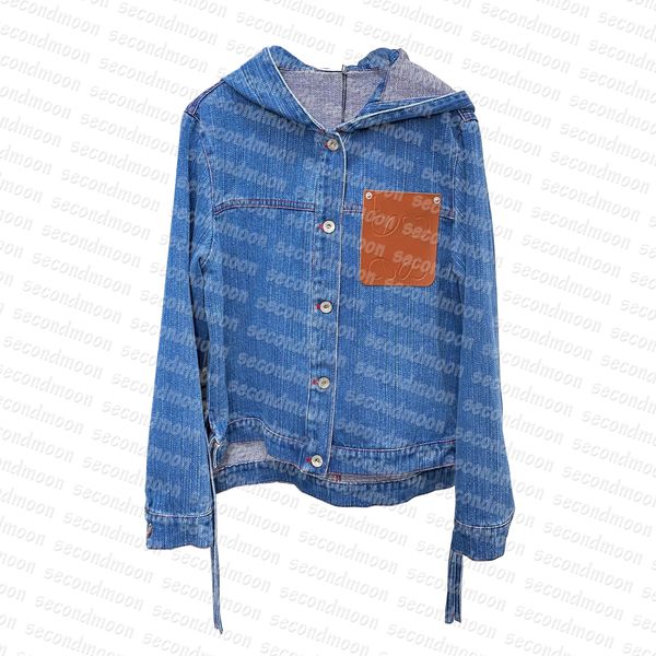 Femmes Designer Denim Veste Coupe-Vent À Capuche Vestes Simple Poitrine Denim Manteau Style Décontracté Survêtement