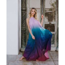 Femmes Robe décontractée printemps et été Nouvelle couleur de mode Mélange femme sans mousseline de plage sans mousseline de mousseline de plage