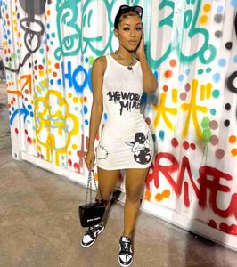 Vrouwen casual jurken 2023 Designer zomerjurk kleding graffiti -brief bedrukte sexy vest bodycon t -shirt jurk