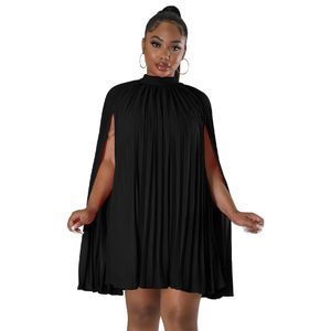 Vestidos informales para mujer, capa elegante, manga larga, vestido holgado, capa, ajustado, fruncido, para fiesta, trabajo, minivestido