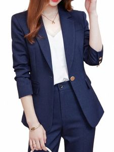 Vrouwen Casual Elegante Busin Broek Pak Kantoor Dames Slanke Vintage Blazer Broekpak Vrouwelijke Fi Koreaanse Kleding Twee Stukken V5y1 #