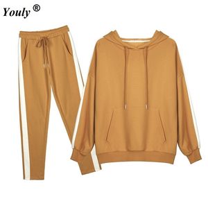 Vrouwen Casual Fashion Tracksuits 2018 Autumn Hooded Pullover Top Sweatshirt Losse lange broek 2 -delige sets Zweetpakken Vrouw Sui D18103105