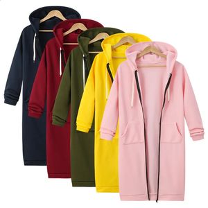 Vrouwen Casual Hooded Dress Coat Solid Drawing Losse Sweatshirts Herfst Winter Pocket Pullover Harajuku Hoodie S-5XL 17 kleuren 240117