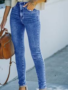 vrouwen casual jean hoge taille broek gebleekt slank hoge elastische pasvorm lange potloodbroek vrouwelijke broek goede kwaliteit gratis verzending