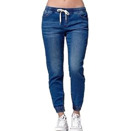Dames Casual Joggerbroek Trekkoord Elastisch getailleerde jeans Effen dames denimbroek Slanke legging Vaqueros Mujer