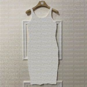 Vrouwen Casual Gebreide Jurken Reliëf 3D Relief Volledige Letter Hoge Qualiy Dames Vest Lange Jurk Rok