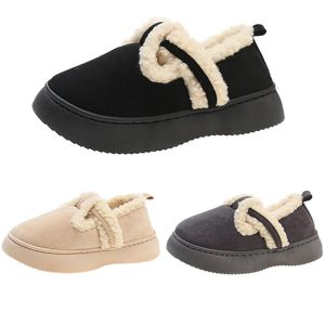 Vrouwen Casual schoenen Designer Fur Slip op katoen wit diep groen kaki grijs zwart pluche schoenen dames zachte zolen buiten wintertrainers sneakers