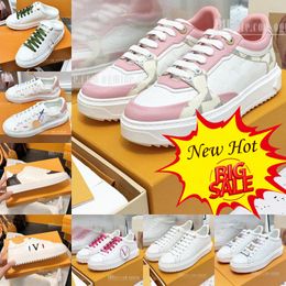 Con caja diseñador zapatos casuales cuero moda dama blanco plataforma plana tiempo de espera corredores entrenadores letras iniciales flores viejas tiempo de espera para zapatillas de deporte para mujer 35-42