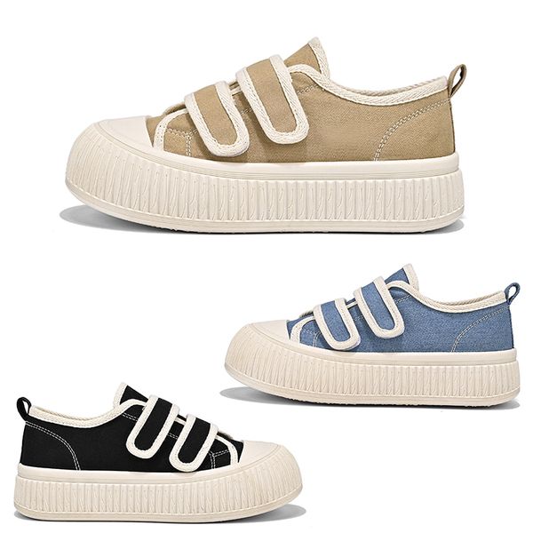 Zapatos informales para mujer, zapatillas deportivas bajas planas sólidas con gancho y bucle, color caqui, azul y negro, talla 36-40