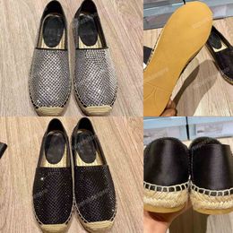 Vrouwen Casual schoenen Luxe ontwerper Visser Scarpe Zomerschoen Satijnen Sling met kristallen Dames Loafers Fashion Black Wit Slipper Beach Sparkling Lady Girl