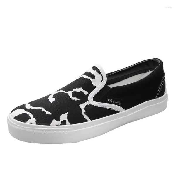 Femmes décontractées Unisexe 79 Chaussures d'été Canvas Slip on Slip on Men Lace Up Animal Design School Black Leisure 242 221 5