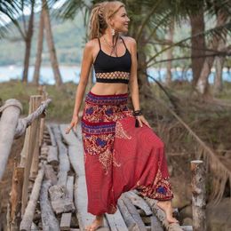 Femmes causaux imprimés hippy baggy sari pantalon de jambe large boho plage boomters style bohemian thaïlande sarees indiens pantalon lâche 240418