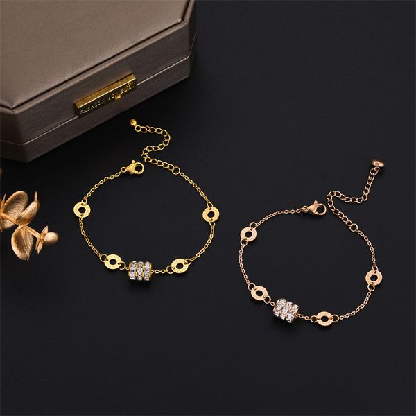 Bracelets à breloques pour femmes, bracelet de styliste INS, petite taille, or rose, bijoux de luxe, cadeau