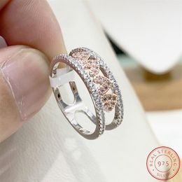 Bague à breloques en forme de cœur pour femmes, en or Rose, en argent Sterling 925, bracelet de fiançailles, bijoux, cadeau, XR499256g