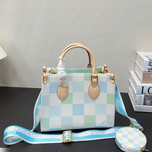 Sac à contraste à damier pour femmes Sac à bandoulière diagonal pour le portefeuille de cartes de sac à main de concepteur de luxe pour femmes messager PM 25cm avec un sac à main