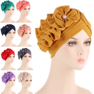 Vrouwen chemo cap bloemen tulband indiaan geplooide moslim hijab mutsen motorkap hoed haarverlies hoofddeksel hoofddoek wrap turbante mujer