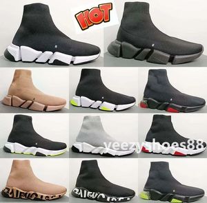 Parijs Designer schoenen Sneaker Sock Shoes Comfort Sole Breathable Men Dames platform schoenen Mesh Trainer Black Glitter Knitting Triple