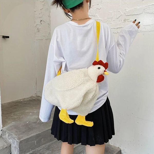 Femmes poulets forme de sac en peluche mignon dessin animé poulet crossbody bodin de voyage sac à sac à main pour sacs à main sacs 240423