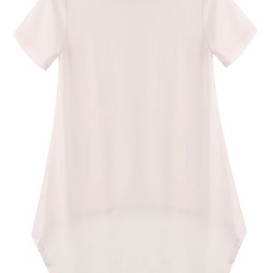 Femmes en mousseline de soie T-Shirt Style décontracté lâche court manches régulières col rond couleur unie longue longueur vente 210522