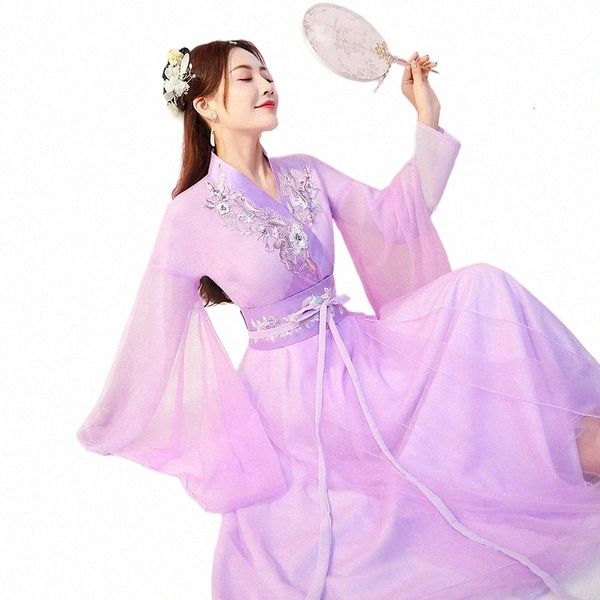 Mujeres chinas Hanfu traje de baile tradicional traje Han Princ ropa oriental dinastía Tang Fairy Dres H9HQ #