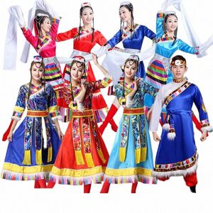 Femmes Chinois Traditionnel Stage Performance Costume Tibétain Danse Vêtements Femme Festival Manches D'eau Dr Glitter Rave Outfit i4gW #