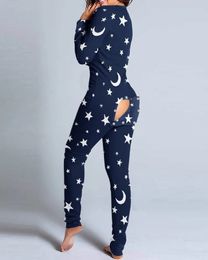Vrouwen Kerst Onesies Met Butt Flap Voor Volwassenen Sexy Nachtkleding Romper Open Butt Pyjama Jumpsuit Kerst Pyjama Lange Nachtjapon 240118