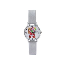 Reloj de cuarzo con cinturón de personalidad para mujer, esfera redonda, estilo navideño, patrón de Papá Noel, regalos de lujo A89