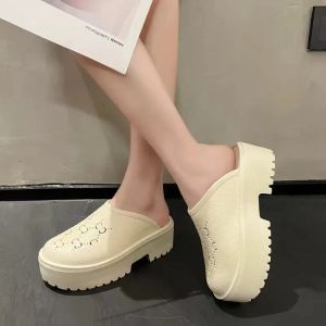 Pantoufles à plateforme épaisse pour femmes, semelle épaisse, pantoufles de plage gucci gg guccir guccic guccis, sandales ajourées à bout fermé, chaussures de vacances, diapositives légères